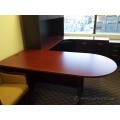 Mahogany U / C Suite Desk w Bullet Top and Enclosed Overhead